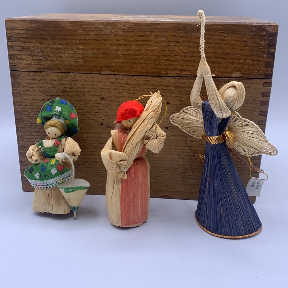 Three Vintage Corn Husk Silk Handmade Angel